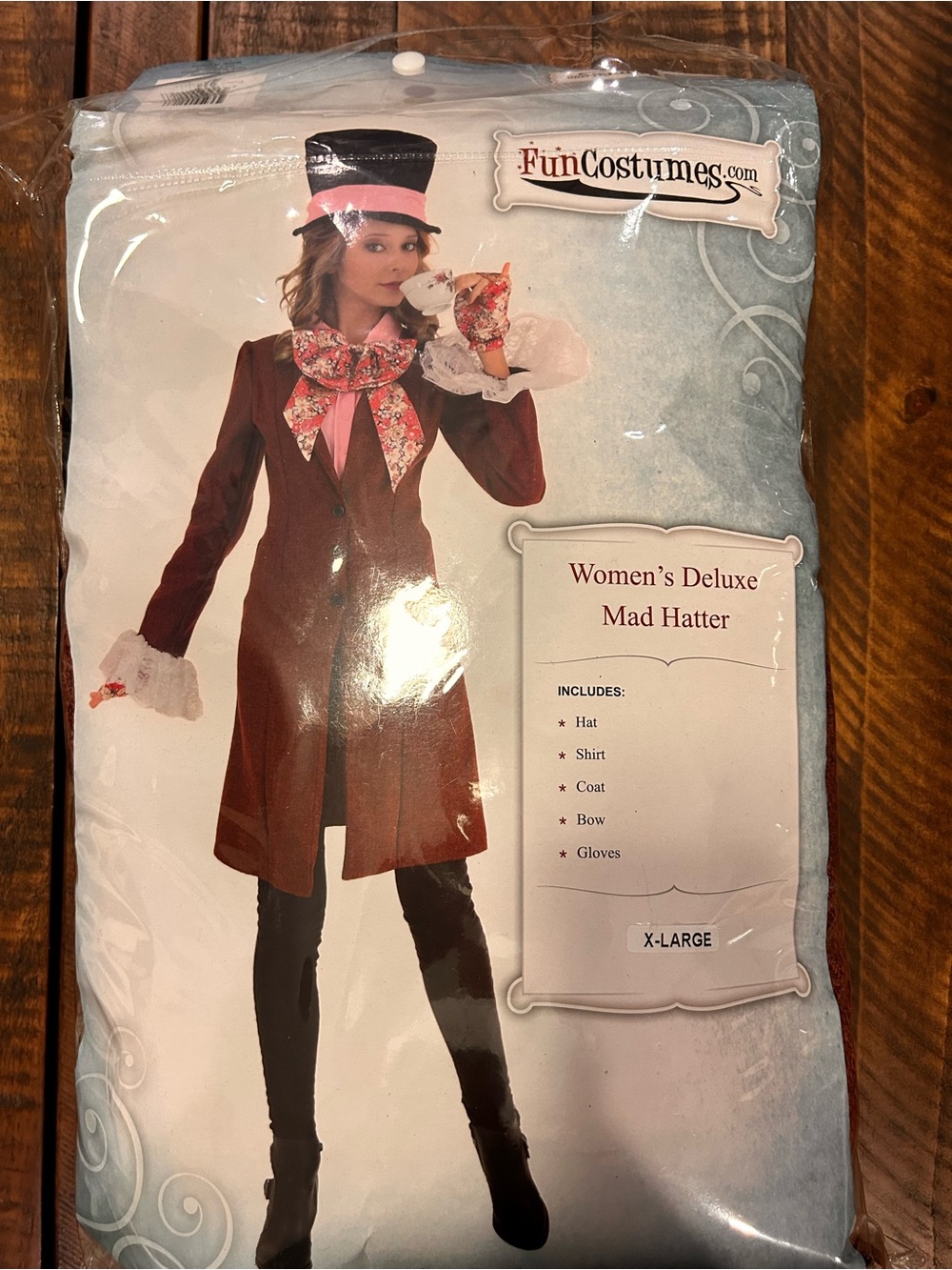 FunCostumes Women’s Deluxe Mad Hatter Costume — Burgundy with Pink Accents